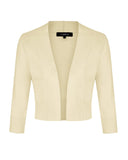 1 x RAW Customer Returns MINTLIMIT Women s Summer V-Neck 3 4-Sleeve Bolero Festive Cardigan Blazer, Beige, L - RRP €28.99