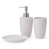 5 x Brand New Bathroom set -3 pieces bathroom organizer with soap dispenser, soap dish, toothbrush cup, noble bathroom decoration with pure white burnt lace appearance - RRP €102.0