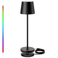 1 x RAW Customer Returns Qsky Table Lamp Wireless Dimmable LED Battery Table Lamp, Rechargeable Warm Light Color 3000K RGB Aluminum Outdoor Table Lamp Waterproof for Restaurant, Bedroom, Bar, IP54 - RRP €34.27