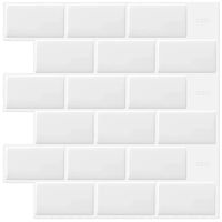 1 x RAW Customer Returns DEWOO tile stickers adhesive tiles kitchen back wall metro tiles wall tiles self-adhesive white bathroom kitchen 10 pieces, 30.5 x 30.5 cm  - RRP €35.16