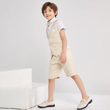 1 x RAW Customer Returns LOLANTA 4 PCS Toddler Boy Summer Wedding Children s Suit, Formal Suits Vest Set for Children, Summer Boys Suit, Beige, 104-110 Tag 110  - RRP €35.98