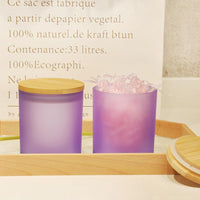 2 x Brand New R FLORY 7 7 OZ Glass Jars 2 Pack Thick Glass Candle Jars with Bamboo Lids Bathroom Container Vanity Cotton Swab Storage Matte Purple  - RRP €34.28