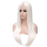 1 x RAW Customer Returns PORSMEER Women s White Long Straight Wigs for Women Girls Straight Middle Parting Wig Heat Resistant Synthetic Hair Wig for Daily Party Costume 24 Inches - RRP €22.64