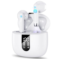 1 x RAW Customer Returns Headphones, Wireless Bluetooth 5.3 In Ear with CVC8.0 Microphone, 40H Wireless Noise Cancelling Earbuds with 14.2mm Stereo, 2023 New Wireless Headphones IP7 Waterproof White - RRP €29.99