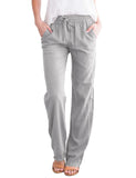 1 x RAW Customer Returns Voqeen women s leisure trousers, summer trousers with drawstring and pockets, casual plain trousers, comfortable linen trousers made of cotton - RRP €24.8