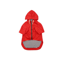 1 x Brand New MOREZI Double Raincoat for Dogs, with Holes and Pockets for Seat Belt, Zipper and Hood, Suitable for Small and Medium Dogs-Red-XS - RRP €31.99