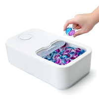 1 x RAW Customer Returns Tokokimo detergent storage for 90-100 laundry gels, laundry basket holder with sliding lid, large detergent container with cup for organization and storage in the laundry room white  - RRP €23.18