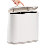 1 x RAW Customer Returns ZENFUN Plastic Trash can with push lid, 2.2 gallons 10L slim wastepaper basket trash can garbage bin bathroom trash can for living room, bedroom, kitchen, office, white - RRP €28.64