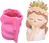 1 x Brand New Silicone mold flower pot, vase silicone mold epoxy resin mold, concrete mold flower pot, 3D girl head flower pot succulent flower mold resin molds craft B  - RRP €13.94