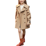 1 x RAW Customer Returns amropi Girl s Trench Coat with Belt Half Sleeve Jacket Khaki-2,10-13 years  - RRP €37.79