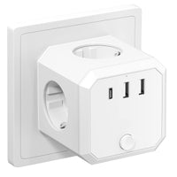 2 x RAW Customer Returns Socket cube without cable, 7 in 1 socket adapter, socket cube with 2 USB 1 Type - C switch, 4-way multiple socket without cable, multiple plug without cable - white multi-plug adapter - RRP €40.32