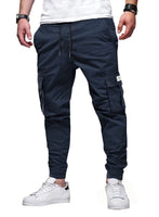 1 x RAW Customer Returns Elegancity Blue Jogging Pants Men Cargo Pants Trousers Men Causal Sports Pants Elastic Leisure Pants with 6 Pockets L - RRP €26.21