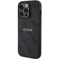 1 x RAW Customer Returns GUESS GUHMP13XG4GFRK Case for iPhone 13 Pro Max 6.7 Black hardcase 4G Collection Leather Metal Logo - RRP €35.29