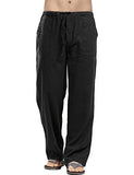 1 x RAW Customer Returns heekpek Linen Trousers Men Long Lightweight Summer Trousers Men Cotton Linen Trousers Regular Fit Straight Trousers Casual Trousers Beach Linen Trousers Men for Holidays, Black, XL - RRP €24.89