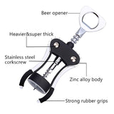 1 x RAW Customer Returns Foho Wine Opener, Multifunctional Wing Corkscrew for All Cork Stoppers and Beer Cap Bottles, Luxury Waiter Corkscrew with Stopper Set for Wine Lovers, Waiters - Black - RRP €9.06