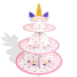 4 x Brand New Cupcake Stand,3-Tier Cardboard Cupcake Stand Unicorn Round Dessert Stand and Dessert Tower,Cake Tray for Baby Shower Kids Birthday Party Theme Party - RRP €81.6