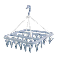 10 x Brand New 32 Pcs Multifunctional Windproof Folding Socks Hangers Foldable Hangers for Balcony Light Blue  - RRP €79.9