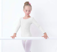 1 x RAW Customer Returns furein Dance Leotard Ballet Gymnastics Leotard Classic Elastic Bodysuit for Girls Long Sleeve Round Neck 12 years, White  - RRP €15.99