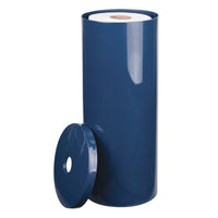 1 x RAW Customer Returns mDesign standing toilet paper holder - elegant toilet paper holder with lid for up to 3 rolls - toilet roll holder made of navy blue plastic - ideal for small spaces - RRP €25.39