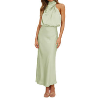 1 x RAW Customer Returns Odizli Women s Elegant Sleeveless Satin Summer Wedding Evening Dress Light Green L - RRP €49.99