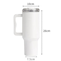 1 x RAW Customer Returns FloweryOcean 1200ml 40oz coffee mug to go, 100 leak-proof, double-walled vacuum stainless steel thermal mug with handle and straw, drinking cup for hot and cold drinks, white - RRP €28.99