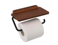 10 x Brand New AIM GGKK Toilet paper holder dark wood without drilling with shelf, toilet roll holder with drilling brown, toilet roll holder, toilet paper holder, toilet paper holder for bathroom accessories - RRP €80.5