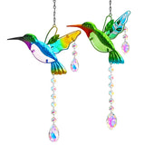 1 x RAW Customer Returns 2pcs Hummingbird Suncatcher Stained Glass Window Decoration Rainbow Maker Crystal Prism Sun Catcher for Indoor Outdoor Home Garden Party Decoration - RRP €20.4