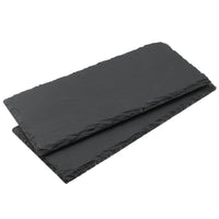 1 x RAW Customer Returns ZOENHOU 8 pieces 25 x 12 cm rectangular slate plate, slate plate serving plate, slate table coaster, slate plate coaster for buffet, sushi, cheese, serving, black - RRP €26.32