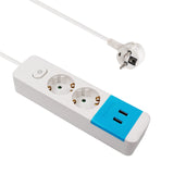 1 x RAW Customer Returns EXTRASTAR Power Strip with 2 Outlets and 2 USB Ports, Extension Socket with Switch, 1.5 m, for Home, Office and Travel, 3680W, 3G 1.0mm , 1pc - RRP €16.2