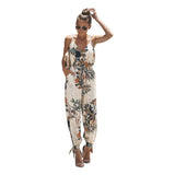 1 x RAW Customer Returns TSWRK Women Jumpsuit V Neck Overall Floral Sleeveless Playsuit Split Pants Suit Romper Summer - RRP €29.99