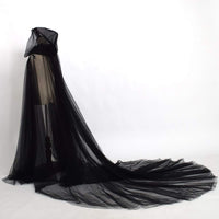 1 x RAW Customer Returns GRACEART Women s Tulle Cloak Wedding Coat with Hood Long Jacket Bridal Wraps Cape Black  - RRP €34.99