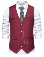 1 x RAW Customer Returns Men s Casual Suit Vest Sleeveless V Neck for Wedding and Business Party or Daily Outfit M111 Red Wine S - RRP €27.6