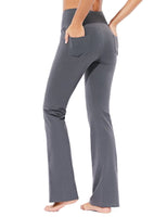 1 x RAW Customer Returns BALEAF Yoga Pants Women Flared Pants Cotton With Pockets Activewear Pants High Waist Yoga Pants Bootcut Jeans Stretch Flared Fabric Pants Flare Leggings House Pants Wide Leg Jazz Pants Long Gray S - RRP €30.24