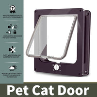 1 x RAW Customer Returns Cat Door, Cat Flaps with 4-Way Magnetic Closure, Pet Door for Cats and Small Dogs, Cat Door with Tunnel Easy Installation Brown, M  - RRP €20.99