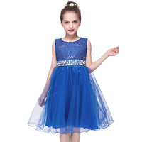 1 x Brand New SXSHUN Dresses Girls Princess Dress Tulle Costume Party Dress Pageant Lace Sleeveless Cocktail Dress with Embroidered Sequins, Orange, 98 - RRP €14.11