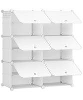 1 x RAW Customer Returns HOOBRO Shoe Rack, 6-Compartment Shoe Storage Shelf with Door, Modular Plastic Shelf, Modular Storage Rack, for Hallway, Porch, Dorm, White EWT26SC01G1 - RRP €39.99