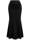 1 x RAW Customer Returns GORGLITTER Women s Fishtail Skirt Long Elegant Midi Skirt Summer Skirts Tight Skirt with Pleated Look Black XL - RRP €30.24