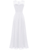 1 x RAW Customer Returns Dressystar 0046 Evening Dress Basic Chiffon Lace Sleeveless Bridesmaid Dresses Floor-Length White S - RRP €56.66