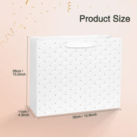 22 x Brand New FYY 6 Pieces Gift Bags, 32 x 26 x 11cm, Gold Polka Dot Gift Bags, Waterproof Paper Gift Bags for Birthday Party Wedding Party, 2X Pink 2X Green 2X White - RRP €422.4