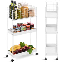 1 x RAW Customer Returns APEXCHASER kitchen trolley with 3 levels, narrow trolley niche shelf on wheels, space-saving kitchen shelf and bathroom shelf, all-purpose trolley for small confined spaces, kitchen, office bathroom, easy assembly - RRP €54.86