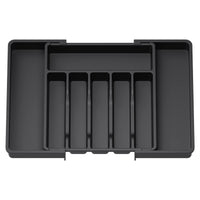 1 x RAW Customer Returns Lifewit Cutlery Holder, Expandable Drawer Utensil Holder, Adjustable Cutlery Tray, Compact Plastic Drawer Cutlery Insert for Spoons, Forks, Knives, Large, Black - RRP €20.16