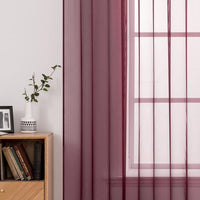 1 x RAW Customer Returns MIULEE Voile curtain, transparent curtain made of voile, plain rod pull-through, transparent living room, airy decorative curtain for bedroom, set of 2, 280 x 140 cm H x W , rod pocket red - RRP €24.58