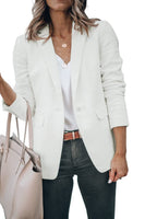 1 x RAW Customer Returns Cicy Bell Women s Casual Blazer Open Front Long Sleeve Elegant Work Office Jackets Blazer White M - RRP €52.99