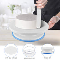 1 x RAW Customer Returns KBNIAN Rotating Cake Plate Set - Cake Turntable, 3 Stainless Steel Cake Scrapers, 1 Cake Smoother and 2 Icing Scrapers for Decorating and Decorating Cakes - RRP €20.99