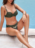 1 x RAW Customer Returns Dokotoo Women s Bikini Set Sexy Push Up Swimsuit Two Piece Swimwear Swimsuit, Green, L - RRP €40.33