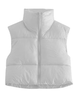 1 x Brand New MAVIS LAVEN Women s Winter Stand Collar Crop Vest Lightweight Sleeveless Warm Zipper Outerwear Coat Puffer Vests Padded Waistcoat 2-White,Medium  - RRP €43.99