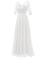 1 x RAW Customer Returns DRESSTELLS Women s Elegant Chiffon Evening Dresses V-Neck Lace Bridesmaid Dresses Ball Gown White 3XL - RRP €66.99