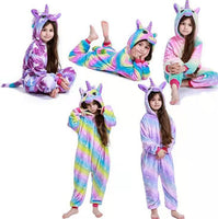 7 x Brand New Renholin Kids Boys and Girls Onesie Unicorn Pajamas Fluffy Fleece Animal Dinosaur Pajamas Dress Up Bashing Robe - RRP €98.77