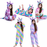 1 x Brand New Renholin Kids Boys and Girls Onesie Unicorn Pajamas Fluffy Fleece Animal Dinosaur Pajamas Dress Up Bashing Robe - RRP €27.6