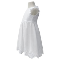 1 x RAW Customer Returns Topophilia Girls Eyelet Dresses, Toddler Short Sleeve A Line Casual Cotton Dress 7-8Y - RRP €19.99